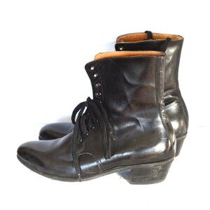 Rino's Black Leather Hand Made Lace Up Ankle Boots